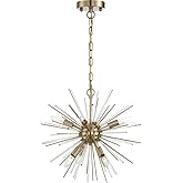 NUVO 60/6992 Cirrus Chandelier Vintage Brass Finish with Glass Rods, 6 Light