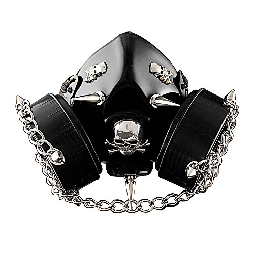 Steampunk Chain Spike Vintage Cosplay Masuqes Gas Mask Respirator M2 Black