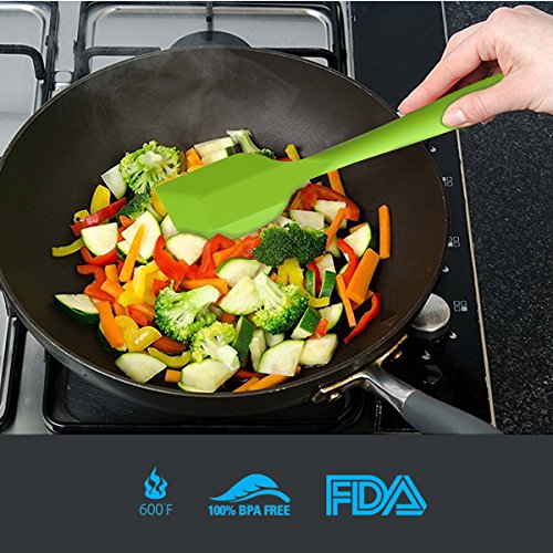 EXVI 2-Piece Flexible Bpa Silicone Spatula Rubber Spatula Set Heat Resistant Non-Stick Bowl Scraper Baking Utensils (Green) - Thumbnail 3
