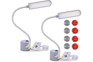 EVISWIY Sewing Machine Light LED Lighting (30LEDs) 6 Watt Multifunctional Flexible Gooseneck Arm Work Lamp with Magnetic Mounting Base for Workbench Lathe Drill Press 2 Pack Silver
