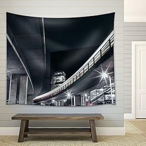 Transportation System with Dazzling Light Night - Fabric Wall Tapestry Home Decor - 51x60 inches