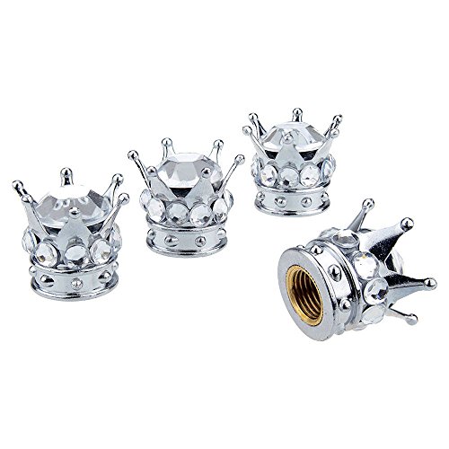 Bling Car Decor Princess Crown Tire Air Valve Stem Caps, Crystal Crown Car Decoration For Auto Tire/Wheel, Bling Car Accessories For Women, Rhinestone Car Bling Accessory (Crown) - Thumbnail 2