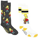 The Simpsons Womens 2 pack Knee High Socks (9-11 (Shoe: 4-10), Bart Grey/White)