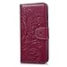 For iPhone 6 Case, iPhone 6S Wallet Case, Premium Soft PU Leather Notebook Cover Embossed Totem Flower Design Case Kickstand Function Card Holder and ID Slot Slim Flip Protective Skin Shell, Rose