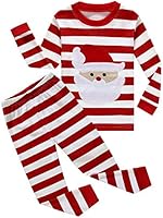 Family Feeling Little Boys Girls' Red Stripe Christmas Pjs Cotton Pajama Sets