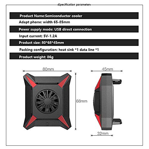 TEEPAO Water-Cooled Mobile Phone Radiator, Portable Semiconductor Refrigeration Phone Cooler for All Games, USB Personal Phone Cooling Fan Case for iPhone/Android - Black - Thumbnail 2