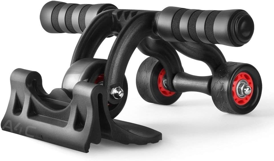 SkyFlag 3-Wheel Ab Roller for Abs Workout | Floor Stopper Wedge, Soft-Grip Handles & Foam Kneepad | Core Training Home Gym Equipment for Men & Women | 2-in-1 Fitness Roller (Pack of 1)