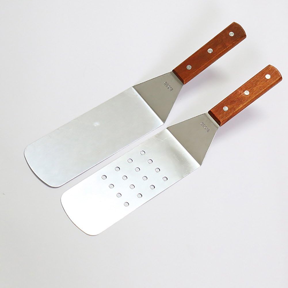 Spatulas Turners Set of 2 - Commercial Grade Stainless Steel Spatulas for Teppanyaki Grill, Hibachi Grill, or Griddle Grill