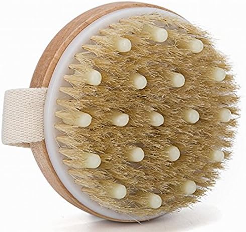 Mytlp Bath Body Brush Natural Bristles with Massage Nodules Reducing Cellulite Toxins