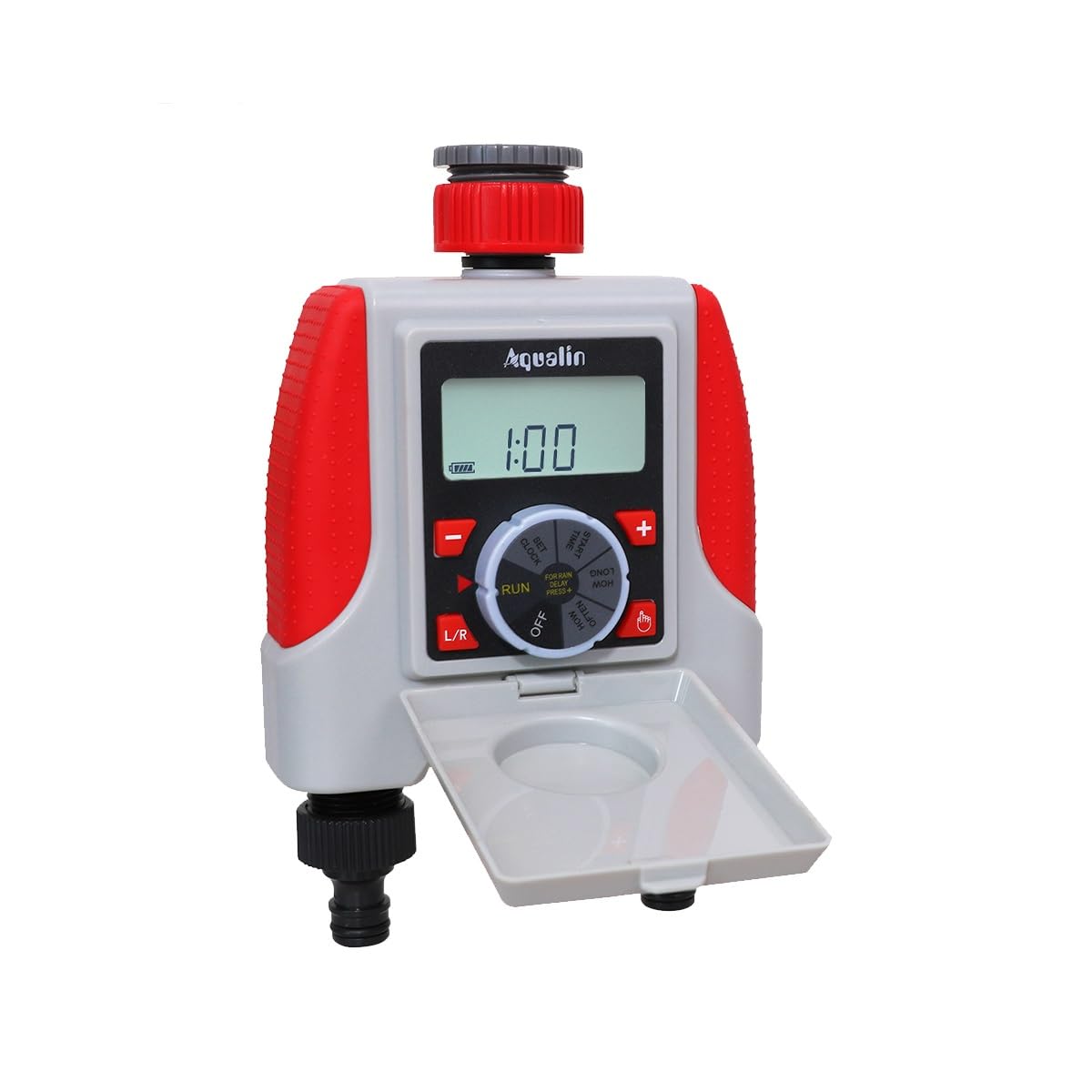 Aqualin Water Sprinkler Timer Two Outlets Electronic Hose Tap Garden Irrigation System Controller Watering Computer Waterproof for Lawn Yard