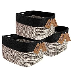 COMFY-HOMI 3PACK Cotton Rope Square Basket With