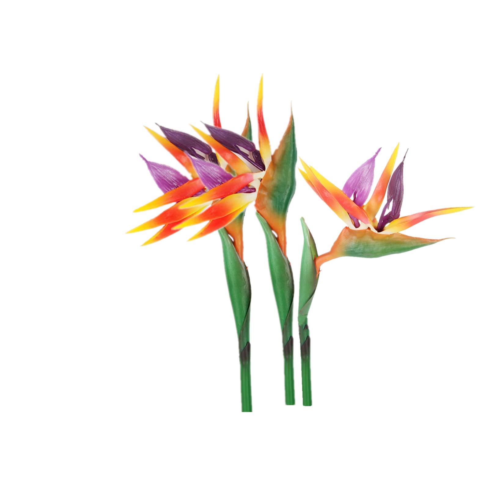 Photo 1 of 3 Pcs Large Bird of Paradise 29" Permanent Strelitzia, Imitating Tropical Plants, Flower Part Made of Soft Rubber PU, Artificial Plants for Home Office, Stem 0.3" (Orange)