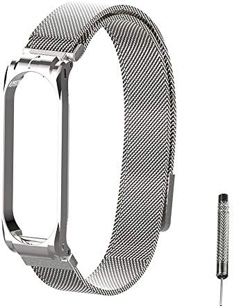 Wanfei For Xiaomi Mi Band 4 Strap Mi Band 3 Straps, Mi Band 4 Metal Wristband Spare Wristband Replacement Straps Bracelet Band Adjustable Straps for Xiaomi Mi Band 4 Mi Band 3 (No Tracker)