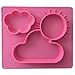 Silicone Kids Tableware. Placemat + Plate with 3 Big compartments for Solids & Liquids. Food Tray. Pink