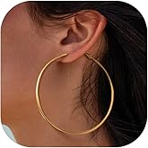 PROSTEEL Chunky Hoop Earrings for Women, 316L Stainless Steel Large Hoop, Minimalist And Chic Jewelry, 14K Gold/Silver/Black, Hypoallergenic for Sensitive Skin, Size: 20~100mm, Come with Box