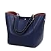 Obosoyo Women's Waterproof Handbags Ladies Synthetic Leather Tote Shoulder Bags Fashion Travelling Mommy Soft Hot Purse Navy Blue