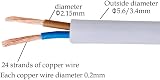 LILMACC 2 Core 0.75mm² Flat PVC Copper Wire Cable 10M White High Temp Flexible view 3