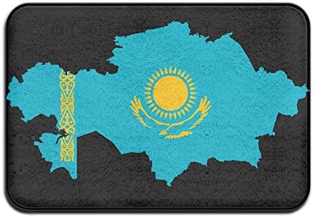 EWD8EQ Kazakhstan Flag Map Non-slip Outside/Inside Door Mat Rug For Health And Wellness Kitchen Hallway Bath Office Entrance Rug 23.6"x 15.7"
