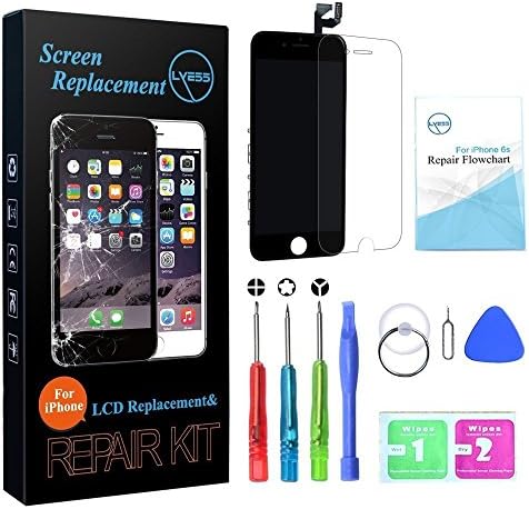 LYESS LCD Touch Screen Digitizer Replacement for iPhone 6S 4.7 Inch - Black with 3D Touch Frame Assembly, Repair Tools Kit and Instructions