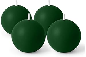 Biedermann & Sons 8-Hour Long Burning Unscented Round Ball Candles, Pine Green, 2.5 Inch - Set of 4