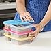 California Home Goods 3 Compartment Reusable Food Storage Containers for Kids and Adults, Microwave, Dishwasher Safe, Multi-Colored, Set of 3
