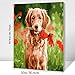 Paint by Numbers for Adults and Kids : DIY Painting Craft Kits, Frameless 16 x 20 Acrylic Paint Kit - 3 Brushes, Advanced Paint, Linen Canvas Set - Paintings by Number Golden Retriever Dog with Flower