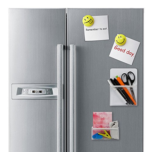 Magnetic Pencil Holder Sticker, SPESSN Refrigerator Storage Pocket for Pen Scissors Markers Keysfor Whiteboard Locker Cabinet Container and All Other Steel and Iron Surfaces- 2Packs(MEDIUM)
