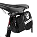 Enkeeo Strap-On Saddle Bike Bag Bicycle Seat Pack Wedge Pack Pouch Splashproof with Straps, Sealed Zipper, Reflective Stripe, Nylon Fabric for Outdoor Cycling (Black)