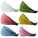 Sweat Wicking Stretchy Athletic Bandana Headbands/Head wrap/Yoga Headband/Head Sarf/Best Looking Head Band for Sports or Fashion, or Exercise (Set 3 (6 Count))