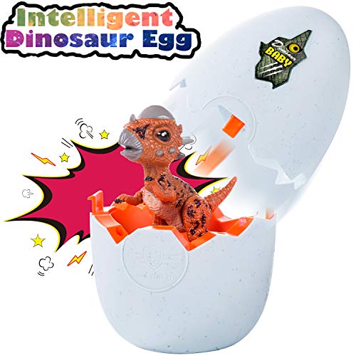 Dinosaur Hatching Egg, Surprise Growing Dino Egg Toy Mini Stygimoloch Dinosaur Figures Inside with LED Light, Music, Lifelike Hatching Sound