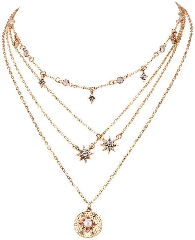 GHYSTORM Star Style Fashion Necklace Pendant Multilevel Lady Necklace Women's Simple Necklace Birthday Gift Jewelry Pendant