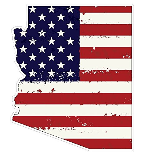 Arizona State (J5) USA Flag Distressed Vinyl Decal Sticker Car/Truck Laptop/Netbook Window