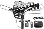 ViewTV WA-2708B Snap On Outdoor Amplified Antenna - 150 Miles Range - 360° Rotation - Wireless Remote - No Tools Required - Black