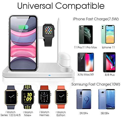 Wireless Charger, QI-EU 4 in 1 Qi-Certified 10W Fast Charging Station Compatible Apple Watch Airpods - //coolthings.us