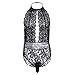 YiZYiF Men's See-Through Bodysuits Underwear One Piece Xdress Lingerie Nightwear (Large, Halter Neck Black)