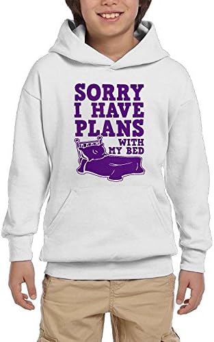 Lijianqing Sorry I Have Plans With My Bed Athletic Unisex Youth Pullover Fleece Hoodie Christmas Gift For Boys Girls