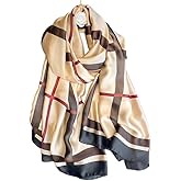 FairyCity Womens oversized Luxury Silk Scarf Long Satin Scarf Lightweight Fashion Shawl Wrap