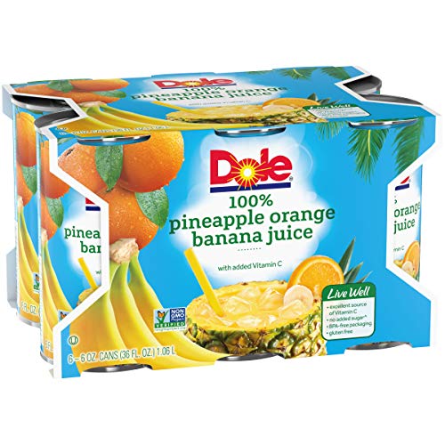Dole 100 Pineapple Orange Banana Juice, 6 Fl Oz, 6 Cans Pricepulse