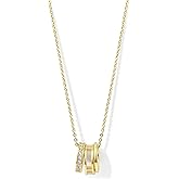 JA.S.JR 14k Gold Plated Circle Pendant Necklace for Women Dainty CZ Gold Necklace for Women
