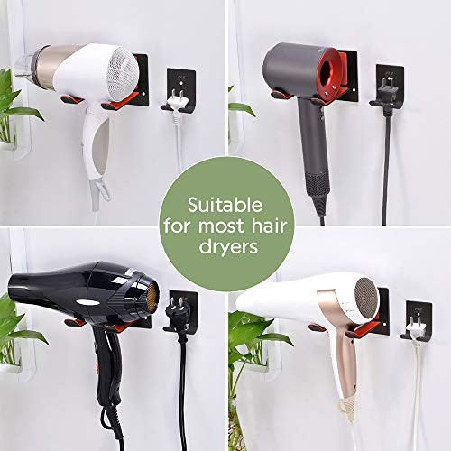 FLE Hair Dryer Holder,Wall Mounted Self Adhesive Stainless Steel Hair Blow Dryer Rack Organizer