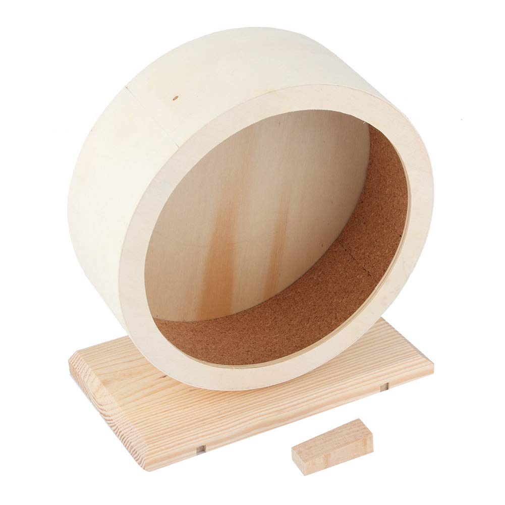Hamster Wheel, Wooden Exercise Wheel for Small Pets, Funny Running Wheel with Rest House Nest Play Toy for Gerbils, Chinchillas, Hedgehogs and Mice