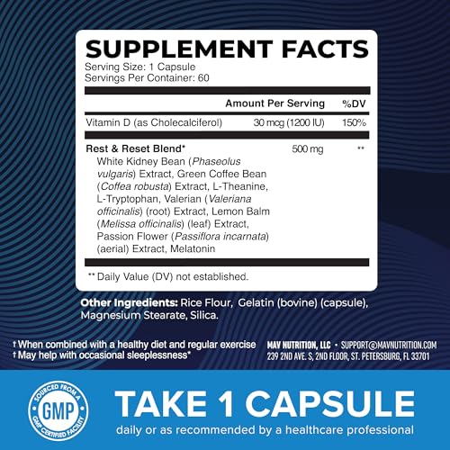 Night Time Fat Burner for Weight Loss Support & Sleep Aid | Appetite Suppressant, Carb Blocker, Overnight Metabolism Booster for Stomach Fat Burner & Night Shred with Melatonin | Non-GMO, Vegan 60ct