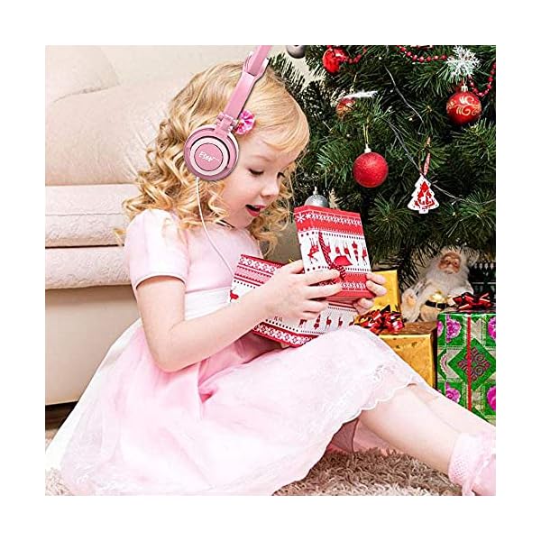 Kids-Cat-Ear-Headphones-for-Girls-Tablet-School-Supplies-Gifts-Light-Up-Wired-Adjustable-Kids-Headphones-Foldable-Over-Ear-Game-Headset-for-Travel-Birthday-ChristmasPeach esonstyle Kids Headphones for Girls, Cat Ear Headphones with Led Light and Volume Limit, Wired Foldable Headphones On…