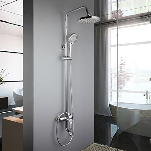 Xennos F2418 Bathroom Wall Mounted Round Spray Rainfall Top Shower with Handheld Shower Head and Mixing Faucet Shower Sets