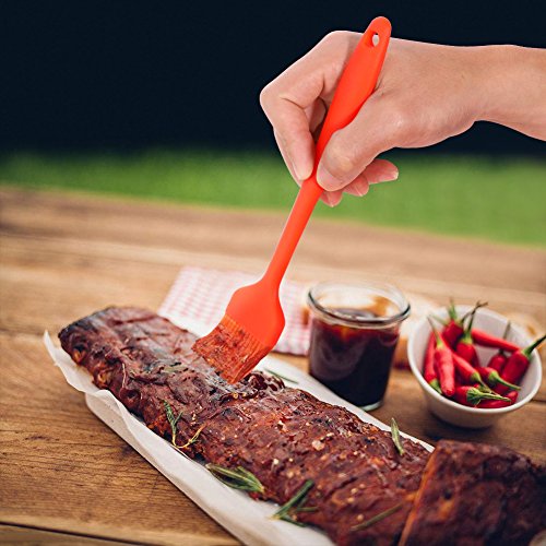 HOSPORT BBQ Grill Brush Barbecue Brushes and Scraper + Silicone Basting Brush 18" BBQ Brushes Cleaner Stainless Steel Bristle for Grill Cooking Cleaning