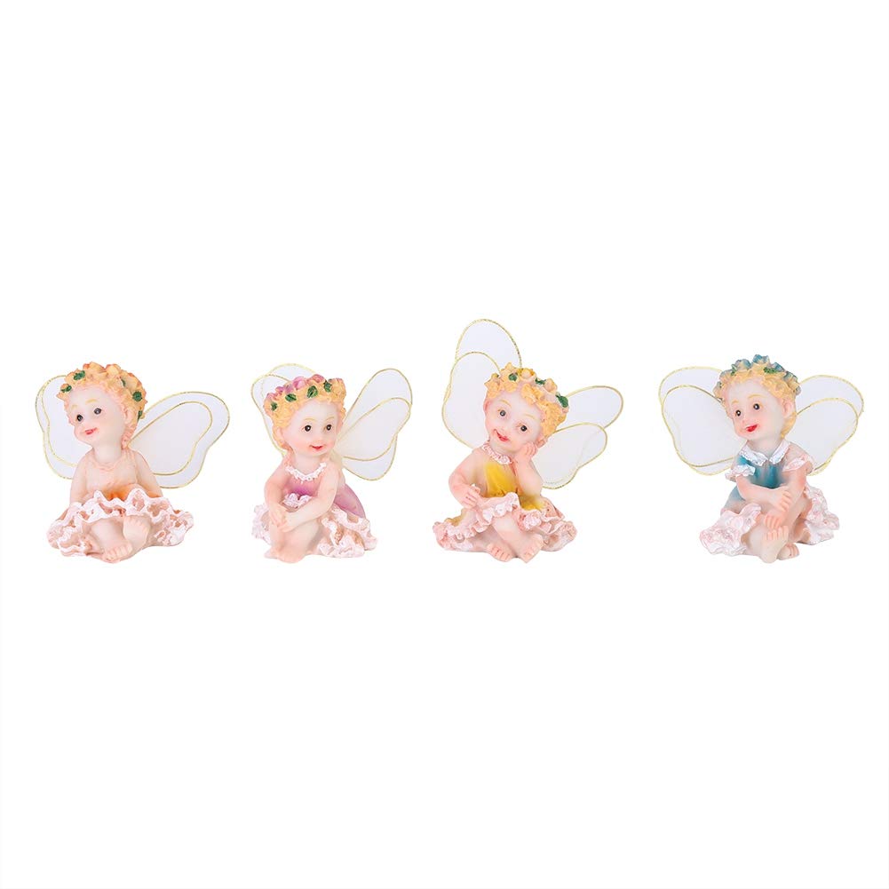 4pcs Fairy Garden Figurines - Miniature Fairies Statues - Lovely Waterproof Ornaments for Home Decoration