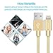 Lansen iPhone Charger Cable Cord 3Pack 3'/6'/10' FT Nylon Braided Lightning cable-Gold