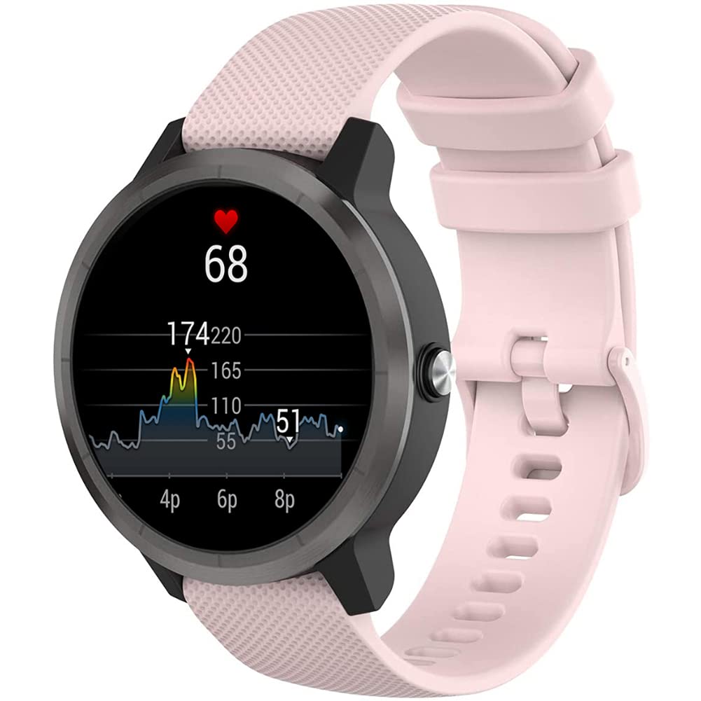 ANCHVN 20mm Strap Compatible with Garmin Vivoactive 3 Straps, Replacement Soft Silicone Watch Wristband Strap for Garmin Vivoactive 3 Music/Venu/Vivomove 3/Luxe/Style/HR/Forerunner 245/645 Music