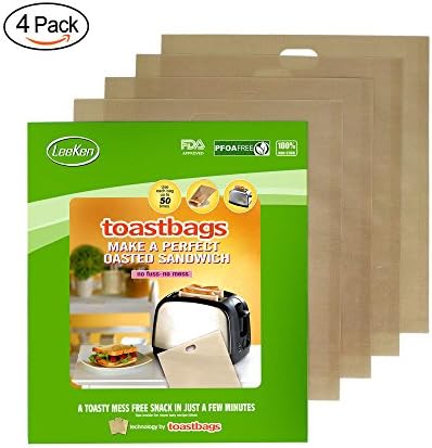 Leeken non stick toaster bag for Hamilton Beach toaster and many other toaster,set of 4