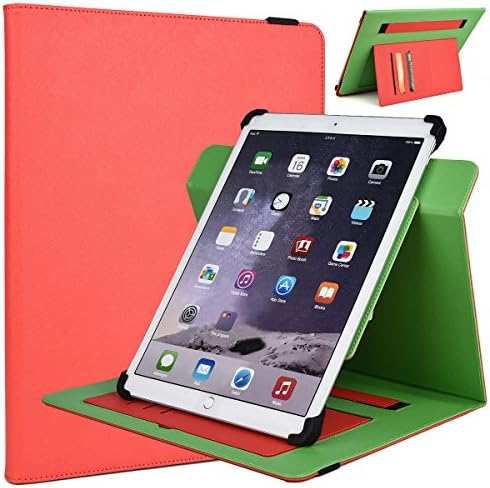 12-inch Tablet Stand Cover Universal Fit for Cube iWork 11 11.6-inch (Scarlet Red/Neon Green)